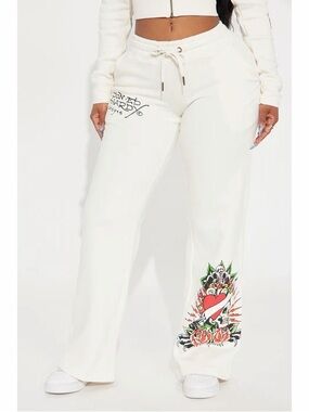 Ed Hardy Dragon Heart Wide-Leg Sweatpants